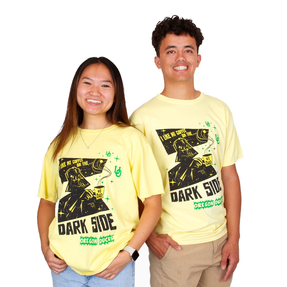Interlocking UO, Blue 84, Yellow, Crew Neck, Cotton, Men, Unisex, Star Wars, Darth Vader, Like Coffee on the Dark Side, T-Shirt, 964431